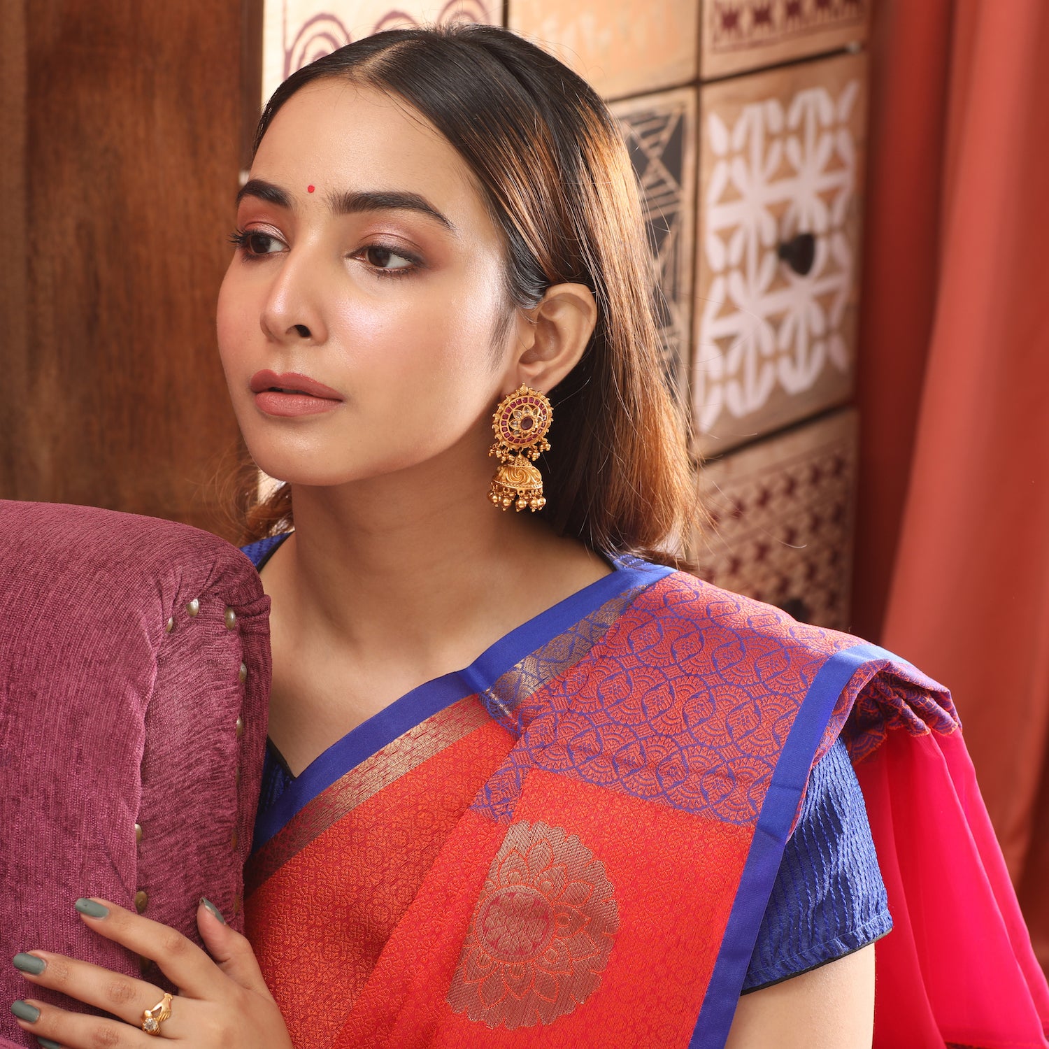 This saree is awesome! Black shirt - red traditional saree - earrings |  Saree models, Indian fashion saree, Indian sari dress